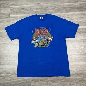 Vintage Shirt Mens Extra Large Blue Memphis River City Bikers 90s Graphic